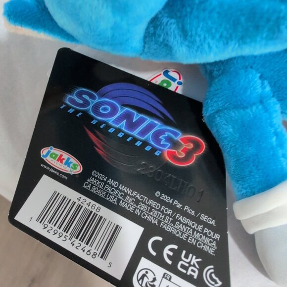 2024 Jakks 10 1/2" Sonic 3 the Hedgehog Plush NWT Model 42468 New Rare HTF - Picture 4 of 6